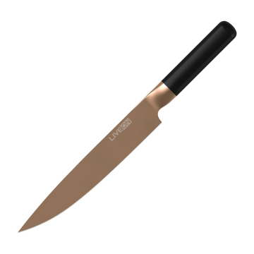 Couteau à trancher titane en acier inoxydable, or rose