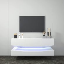 Floating Wall Mounted TV Stand with LED Lights