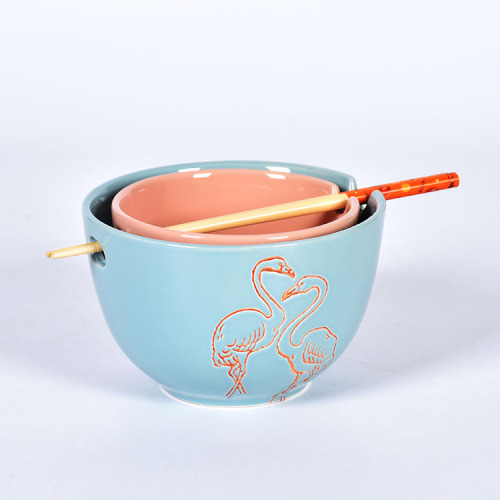 Flamingo Design Creativity Shape Bol à nouilles instantanées en céramique