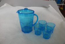 4 glasses cups tumblers PS plastic water pitcher