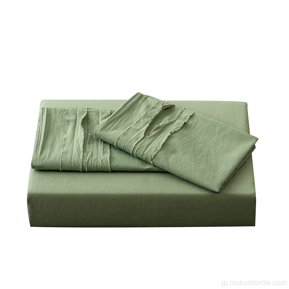 長方形のフレームパターン綿のベッドシート寝具セット
