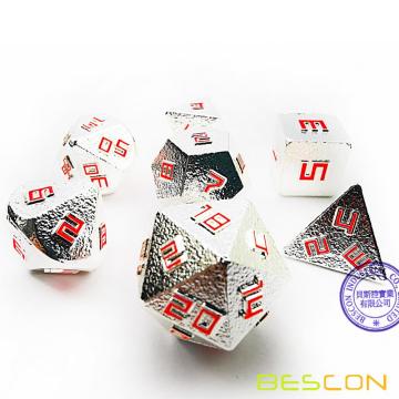 Bescon Silver-Ore Lode Solid Metal Dice Set, Raw Metal Polyhedral D&D RPG 7-Dice Set