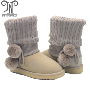 Cheap Womens Fashion Suede Wool Lined PomPom Boot