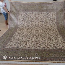 9'x12' Floral Design Qum Persian Silk Rug