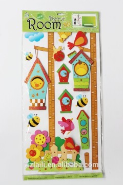 Bird bird's nest and bees cartoon height stickers for kids
