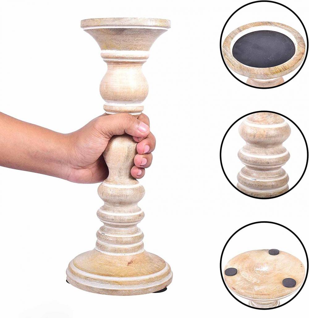 Juego de candelabros decorativos tallados a mano de 3 manos