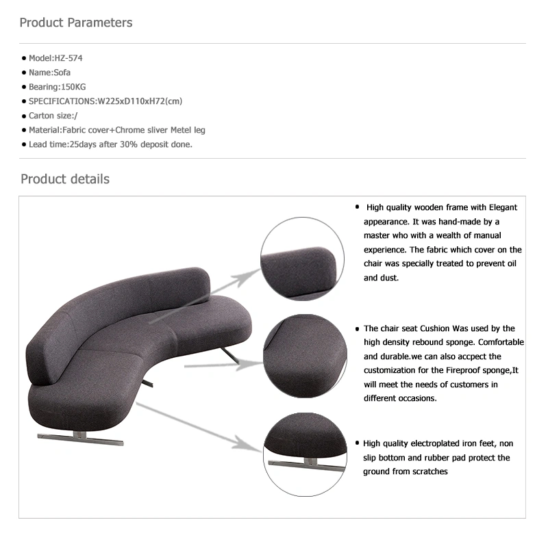 Simple Modern Arc Northern Europe Reception Negotiation Designer Customized Sofa