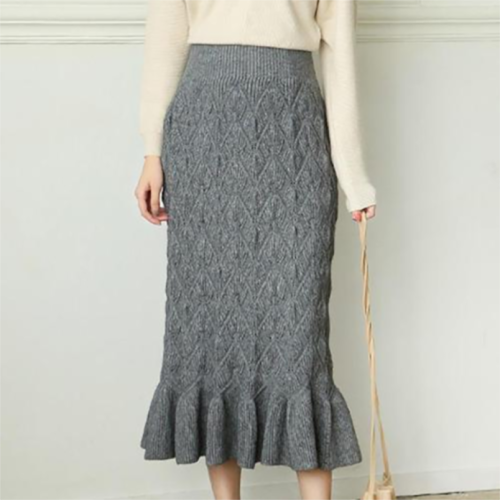 Damas Fashion Grey Knit Skirt