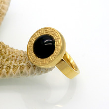 316L Black Agate Great Wall Pattern Ring