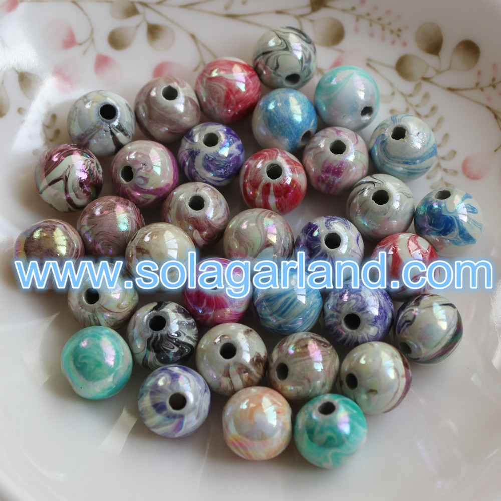 8MM Acrylic AB Swirl Gumball Beads