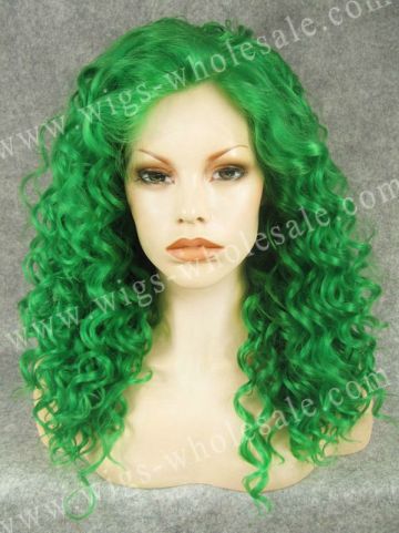 Green Curly Hair Afro Wig Lace Wig Making Supplies Synthetic