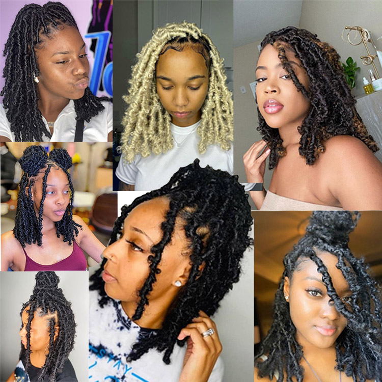 New Distressed  Butterfly Locs Short Water wave passion twist hair for Butterfly Locs faux dreadlocks Bohemian locs