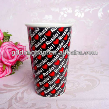 printed double walled ceramic travel mug