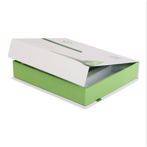 Green silk-print cosmetic box with magnetic