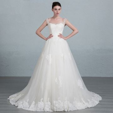 GJ08 Princess Straps wedding dress 2016 With Beadings Appliques