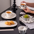 Cena de porcelana de porcelana de hueso de cerámica Juego de cena de borde de oro cerámica Platos de vajillas y tazones y tazas
