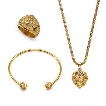 Goldix Antique Gold Leo Lion Head Macrame Bracelet Rose Gold 18K Stainless Steel