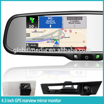 4.3 inch GPS & navigation rear view mirror monitor with car backup camera and auto brightness adjustment