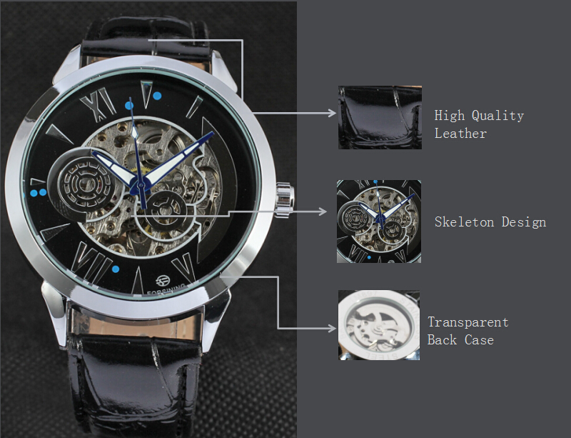 Automatic Customize brand skeleton mens watches