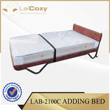 Steel Base Plywood headboard Movable Adding Bed With Thick Mattress Hotel Extra Bed