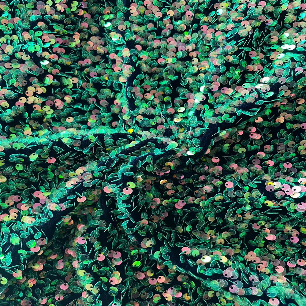 Fancy 5MM Sequins Spangle Embroidery on Velvet Fabric