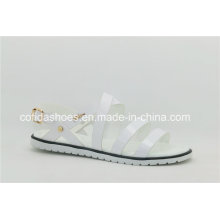 Mode Simple Flat Leather White Lady Sandal
