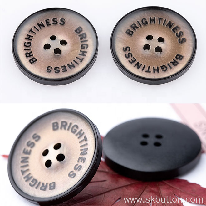 Custom 4 holes emboss logo resin button