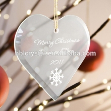 elegant heart shape Christmas glass crystal ornament