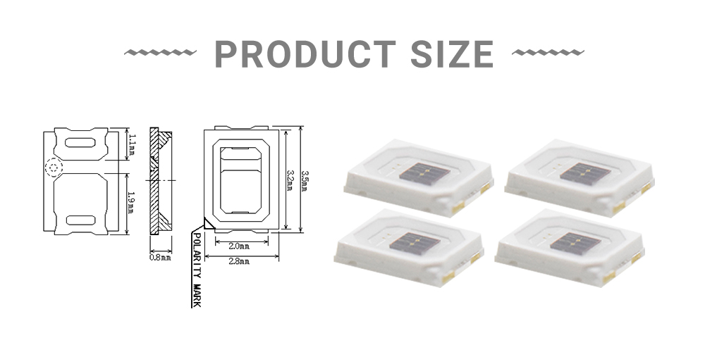 Size of 2835FIRC85L42I1A High Power IR LED 850nm SMT Individual LED