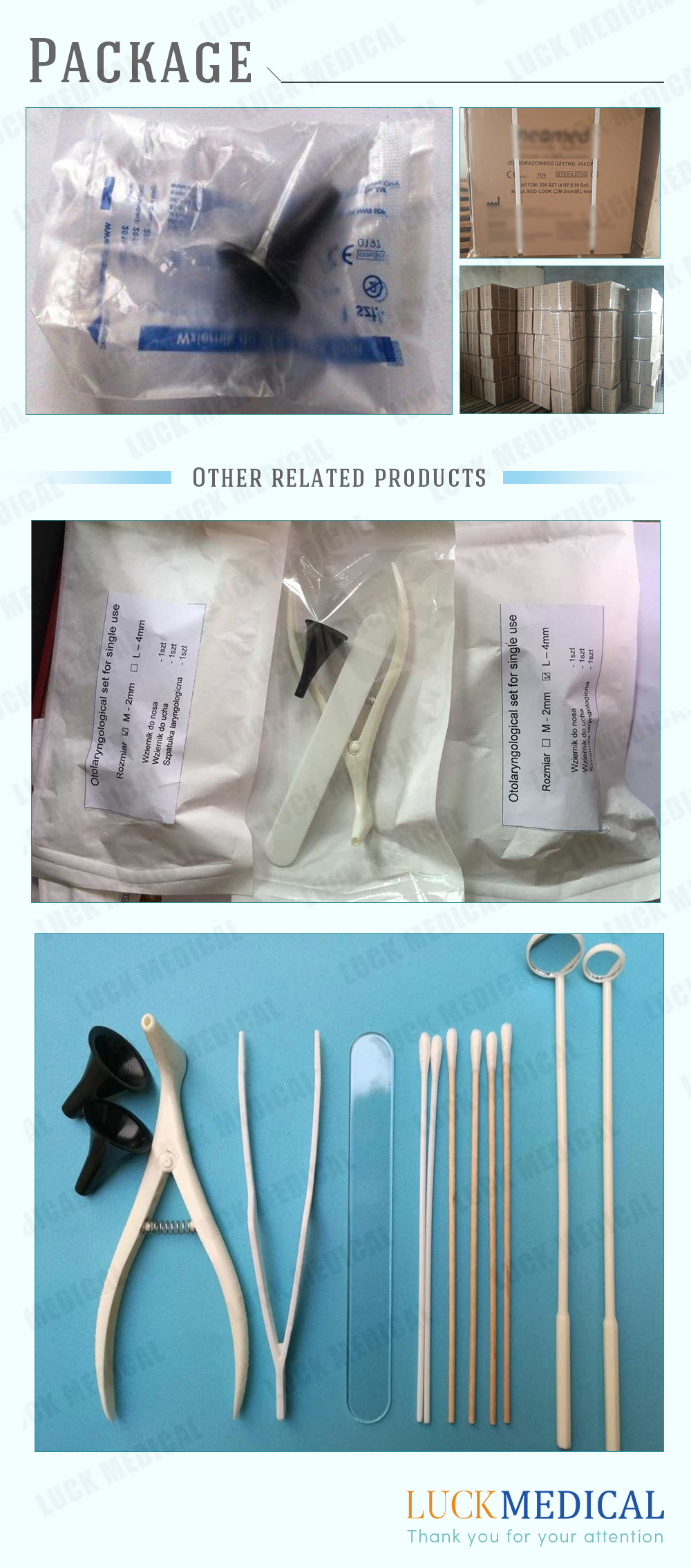 Packung Einweg-Ohrspekulum-Otoskop Package Disposable Ear Speculum Otoscope