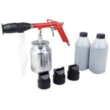 Air Sandblaster Gun Kit with Blasting Sand Grit 60 and 4 Nozzles