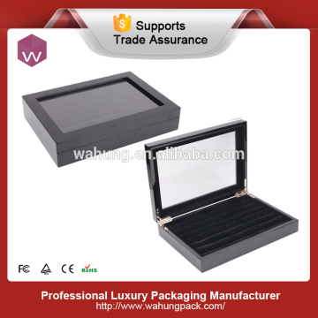 Antique Personalised Glass Top Wooden Cufflink Box