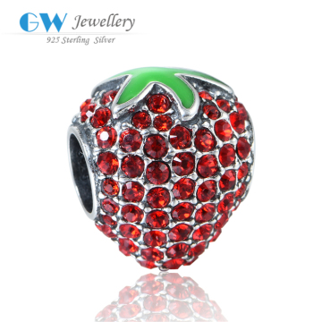 Wholesale Jewelry Strawberry Solid Sterling Silver European Bracelet Charms
