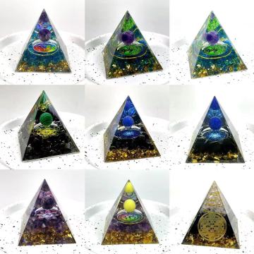 Natural Healing Stones: Wholesale Orgone Resin Crystal Chips Quartz Amethyst Pyramid Gemstone 5cm