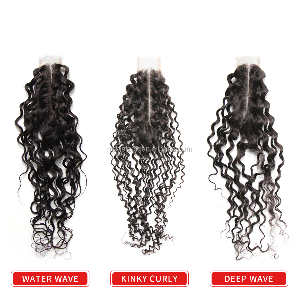 Wholesale Hot Selling Kim K 2x6 Middle Part Indian Human Hair Kinky Curly Wave 2*6 Lace Closure