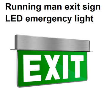 Recessed running man exit sign