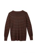 Women's Knitted Lurex Striped Crew-Neck Pullover