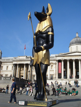 bronze factory metal craft anubis statue at denver international airport