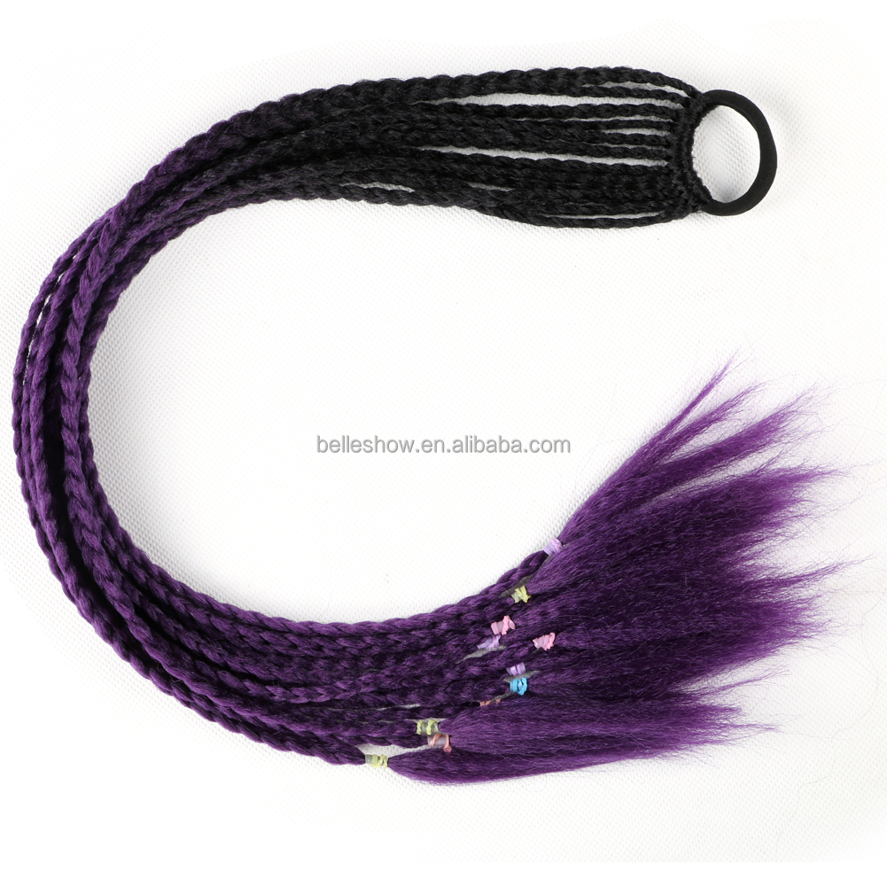 Hot sell Ombre Mixed Color Straight Synthetic Ponytail Wrap Around Ponytail Colorful small pigtail hair circle color ponytail