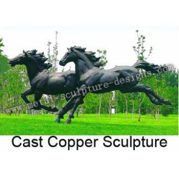 Eight Metal Running Horses Sculpture