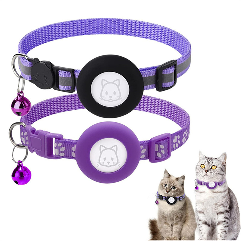 Cool Airtag Cat Collar med Bell Breakaway Buckle