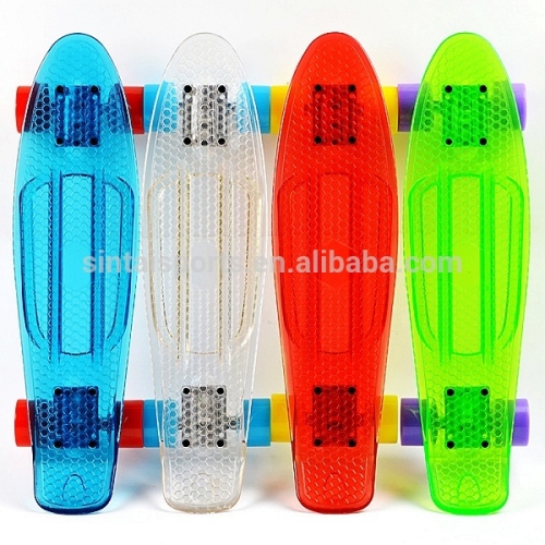 22" retro fish transparent skateboard