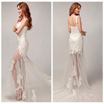 one shoulder lace long wedding and evening dress