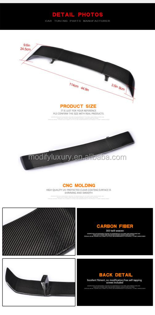 RZ Style Carbon Fiber Roof Spoiler for Volkswagen GOLF 7 VII MK7 GTI Hatchback
