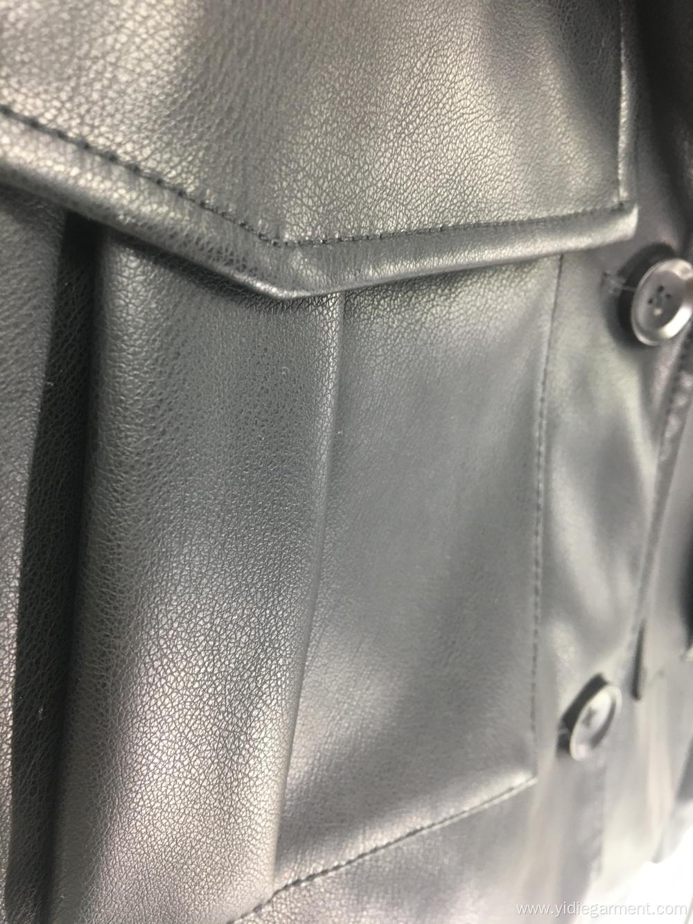 Women's PU Leather Black Casual Jacket