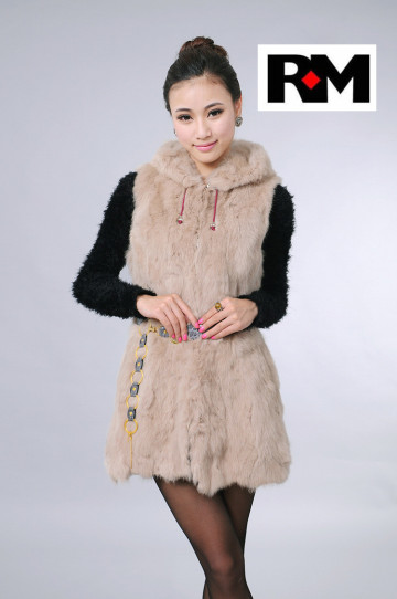 Luxury long rabbit fur vests real fur vest for fashion ladies