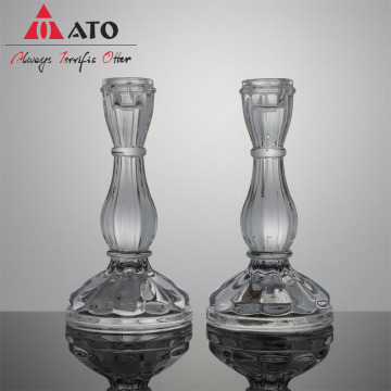 2PCS Glass Candle Holder Pillar Candle Stand