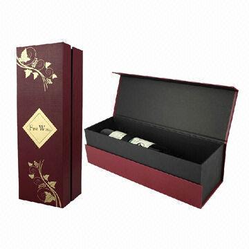 Rigid wine gift boxes, made of printed paper and durable board, ideal for various fancy wine packing