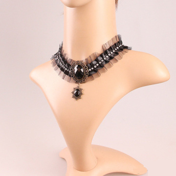 Collar de diamantes Vintage cinta redes hilo Necklet