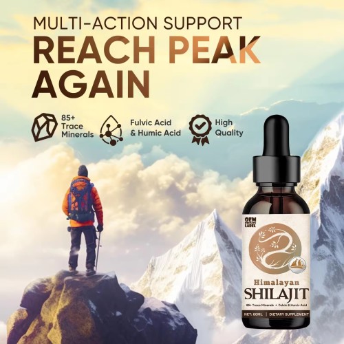 OEM Pure Himalayan Shilajit Resin Liquid Drops Huile Shilajit Resin avec 85 traces de minéraux et l&#39;acide fulvique Shilajit gouttes